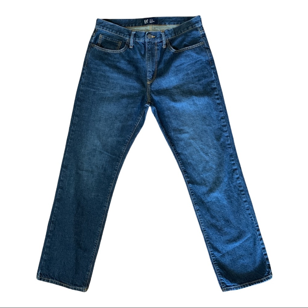GAP High Waist Straight Regular Dark Wash Blue Denim Jeans